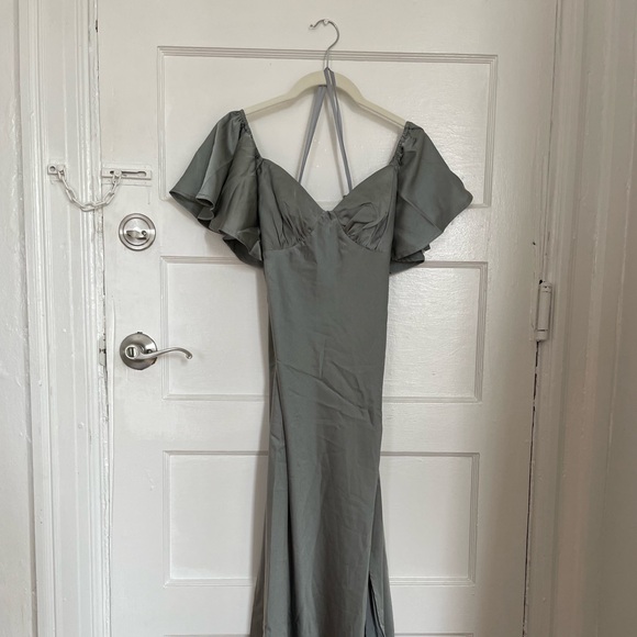 Billy J Blue Satin Midi Dress - Never Worn! - Picture 5 of 6
